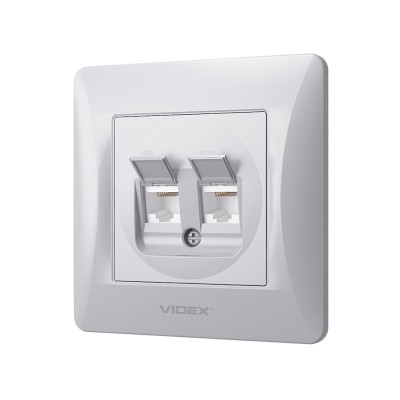 Комп'ютерна розетка Videx BINERA CAT6 + CAT6 подвійна сереб (VF-BNSK2PC6-SS) Вінниця - фото 2