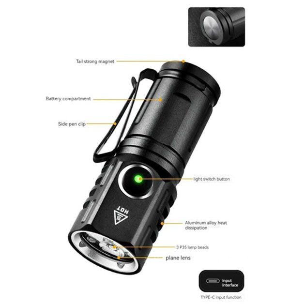 Военный армейский фонарик нашлемный PLD-536-3XPG, Светодиодный прочный фонарик, Фонарь супер яркий DG-29 Львов - изображение 4