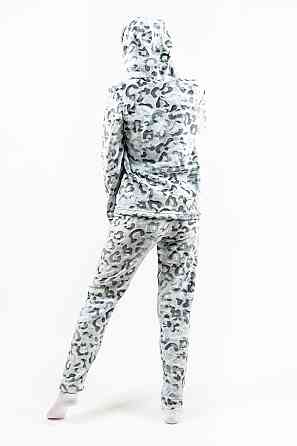 Домашний теплый костюм (пижама)  женский серый с капюшоном топ Крохатушка одяг Киев