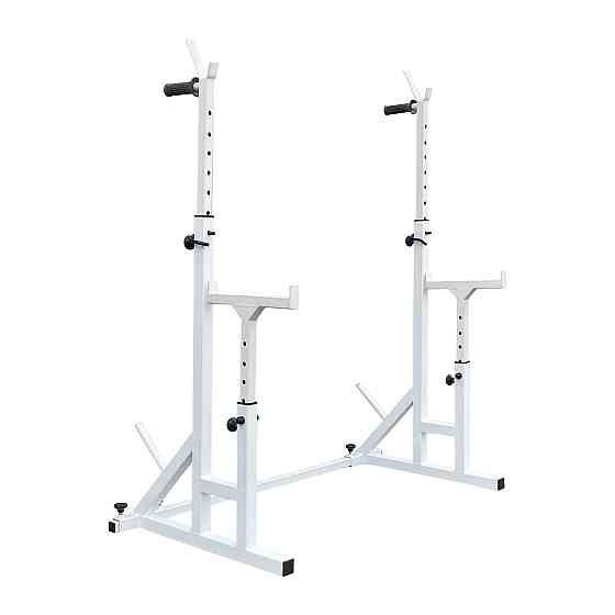 Стійки під штангу 50 на 50 мм Білий зі страхувальними упорами, брусами та штирями для зберігання блінів Київ