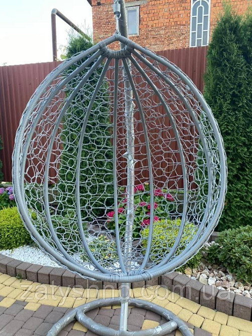 Крісло кокон сірий з кавовою накидкою Київ - фото 2