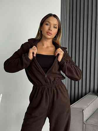 Жіночий теплий повсякденний комбінезон двосторонній поліс фліс Шоколад Одеса