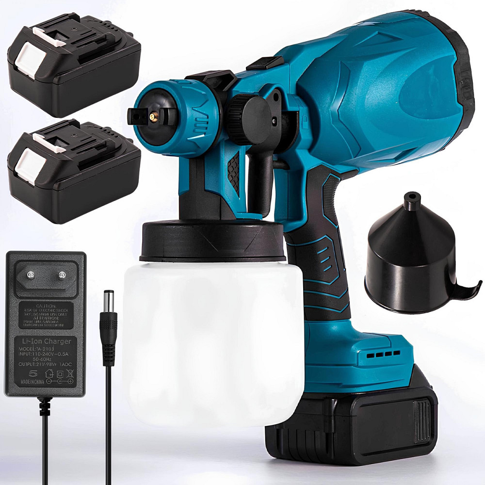 Акумуляторний фарбопульт 800мл, 2 акумулятори 48V, KRAFFTEC / Пульверизатор для фарби / Розпилювач фарби Київ - фото 1