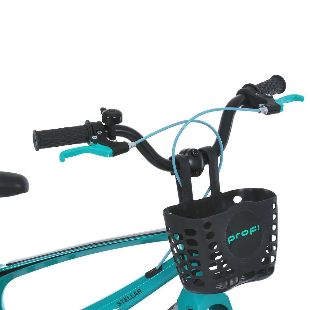 Велосипед дитячий PROFI 14 дюймів STELLAR з бічними колесами магнієва рама та вилка кошик дискові гальма Чорно-бірюзовий (MB Чернігів - фото 3