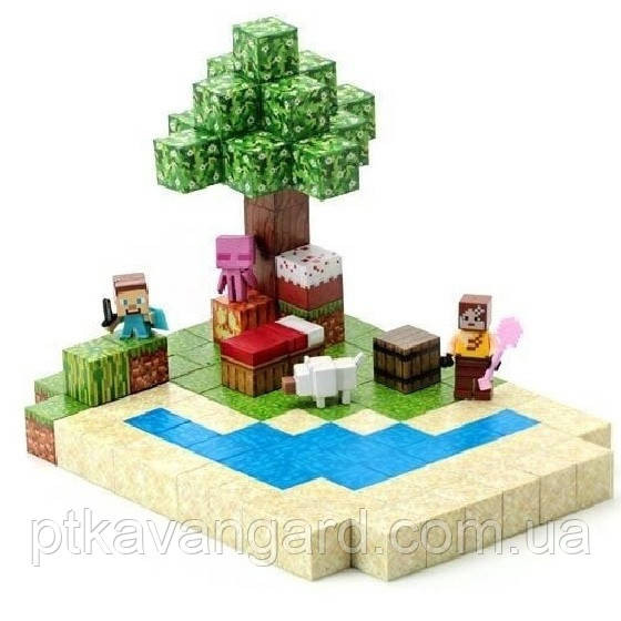 Магнитные блоки minecraft пляж 128 деталей, конструктор магнитный майнкрафт, с фигурками героев Хмельницкий - изображение 1