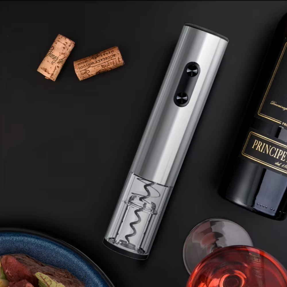 Штопор на батарейках електричний автоматичний портативний портативний електроштопор з ножем для фольги, сріблястий Кам'янець-Подільський - фото 8