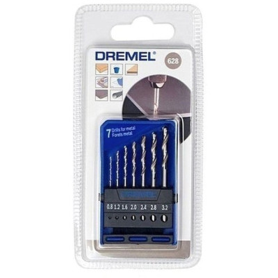 Набір свердл Dremel по металу 628, 7шт., 0.8,1.2,1.6,2.0,2.4,2.8,3.0 мм, HSS (2.615.062.832) Вінниця - фото 1