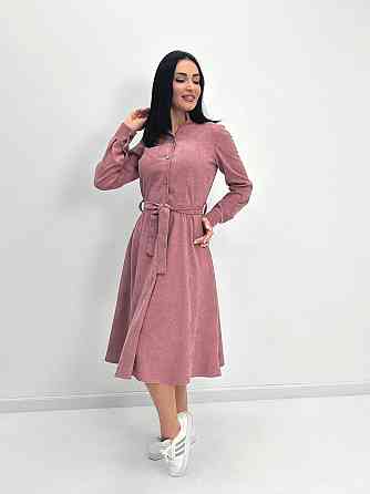 Вельветовое платье миди Ofelia 42-44, Трехнитка начес, Фрезовый Киев