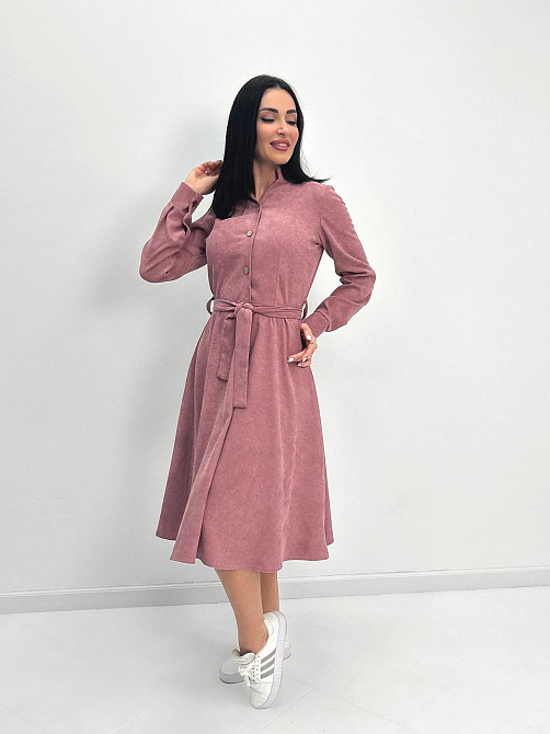 Вельветовое платье миди Ofelia 42-44, Трехнитка начес, Фрезовый Киев - изображение 4