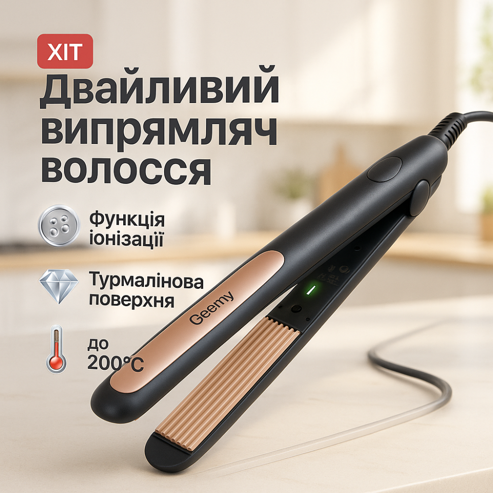 Утюжок для волос с индикатором нагрева Gemei GM-2955W, Выпрямитель для волос с турмалином AP-51 Львов - изображение 17