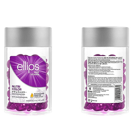 Вітаміни-олія для волосся Сяйво кольору Nutri color with triple care Ellips 50 шт Київ - фото 2