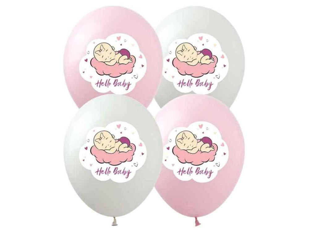 Кульки 12 (30 см) Hello, Baby (ДІВЧИНКА) 5-стор. (10 шт./пач) 828474 ТМ PELICAN Київ - фото 1