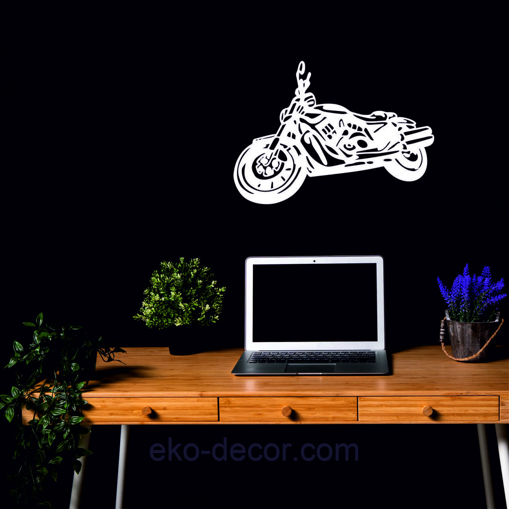 Декоративне настінне Панно «Мотоцикл» Декор на стіну 90*64 см, Білий Київ - фото 4