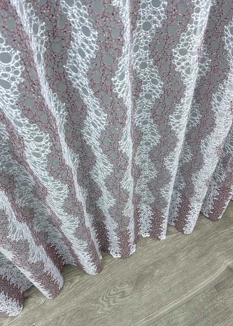 Тюль органза с вышивкой и люрексом цвет бордовый с белым 1687т Киев - изображение 7