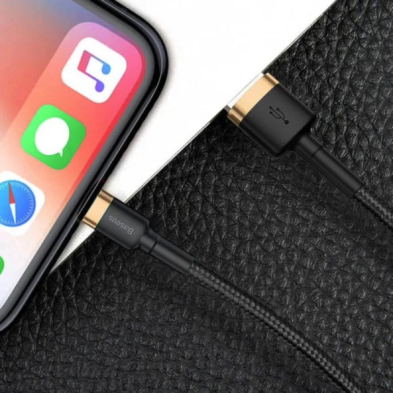 Кабель Baseus Cafule Cable USB - Lightning 2.4A 1m Gold+Black CALKLF-BV1 Одесса - изображение 7