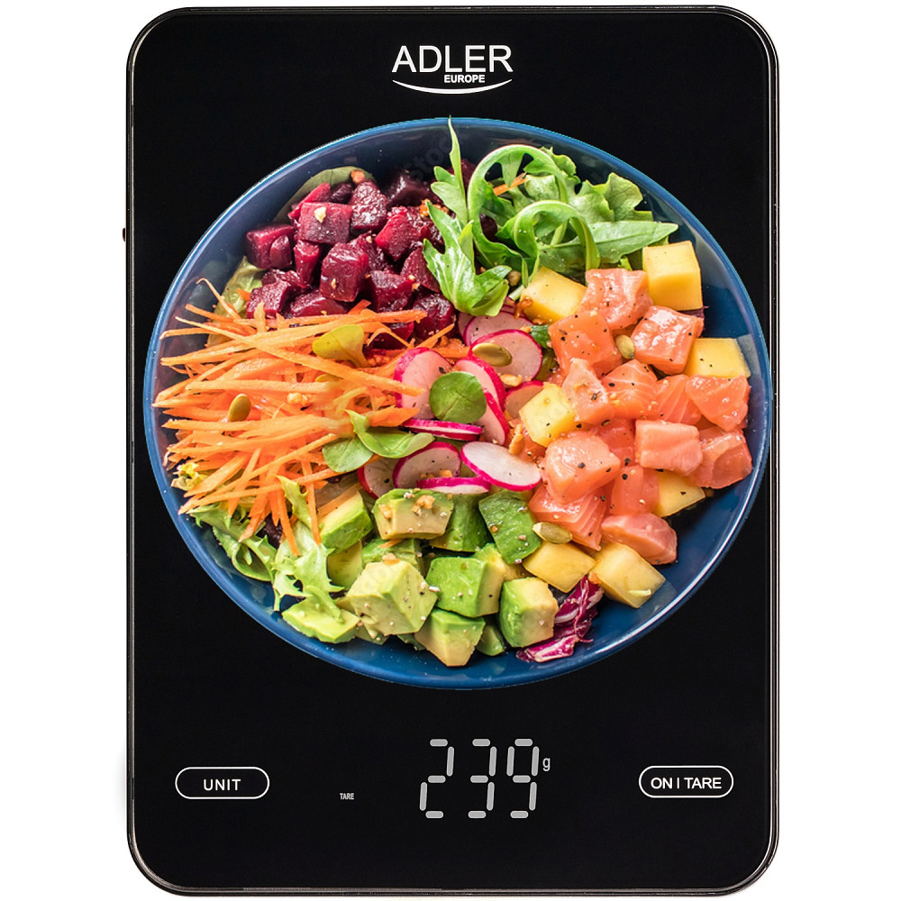 Ваги кухонні Adler AD 3177 black електронні/ 10кг/ г; мл, унція/ USB type C/ автовимкнення/ скло Вінниця - фото 6