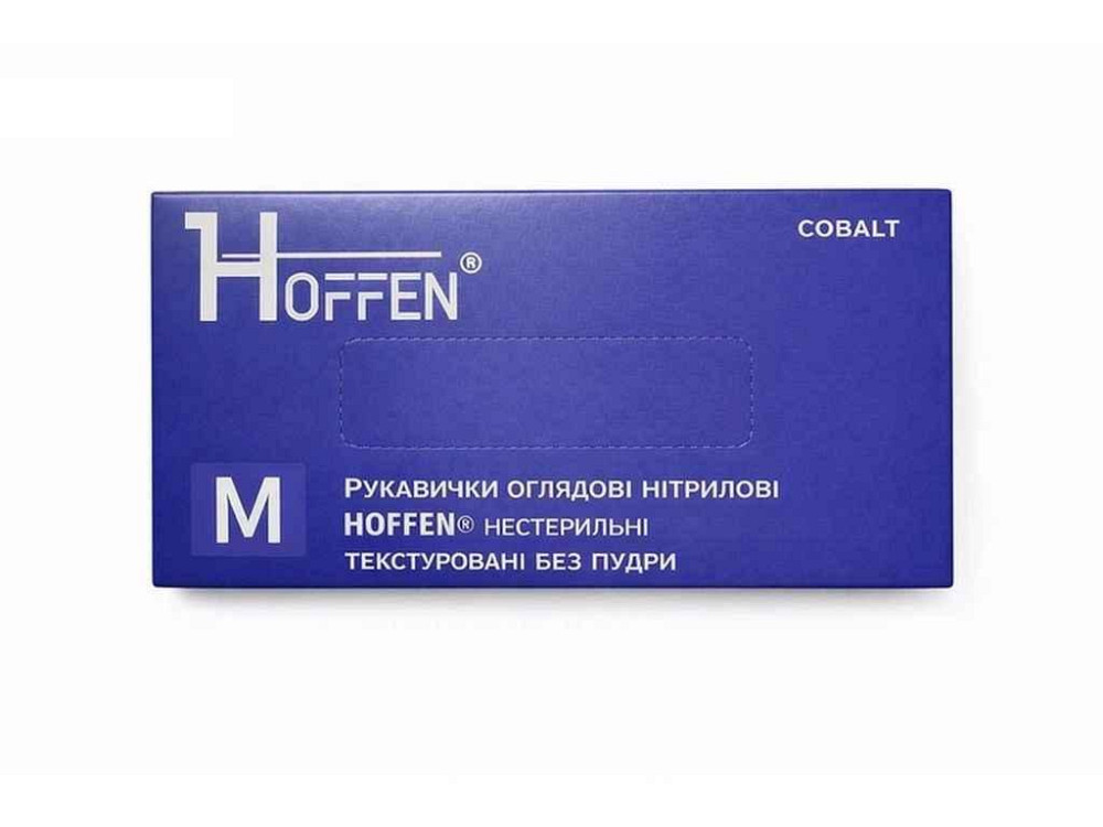 Рукавички нітрилові оглядові 50пар M Кобальт (нестер/текстур/без пудри) ТМ HOFFEN Київ - фото 1