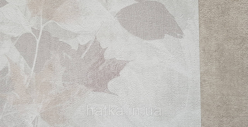 Шпалери вінілові на флізеліні Grandeco Time метрові квіти листя бежеві коричневі білі Київ - фото 4