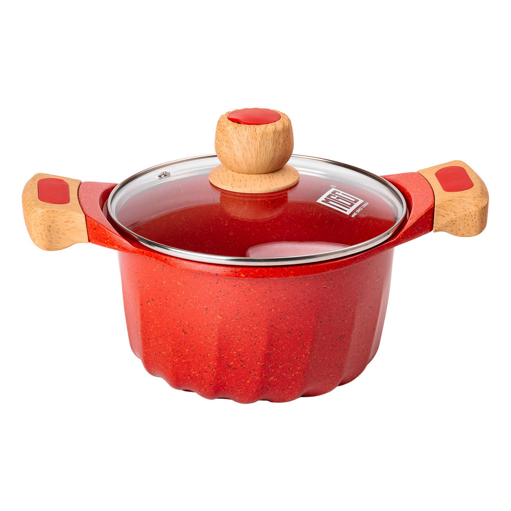 Набор посуды: 3 кастрюли с лопаткой и половником, красный Киев - изображение 4
