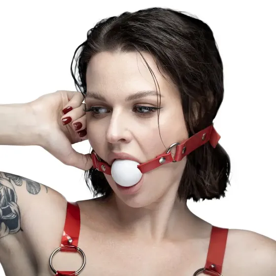 Кляп силіконовий Feral Feelings Silicon Ball Gag Red/White, червоний ремінець, біла кулька Львов