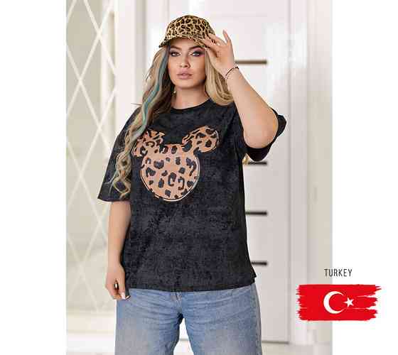 Модна футболка тай-дай з принтом "LeoMouse" (Туреччина) | Батал Київ
