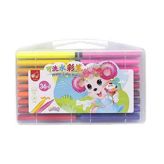 Набор фломастерів "Water color pen" 36 кольорів 204-36 у пластикому боксі Рожевий Вінниця