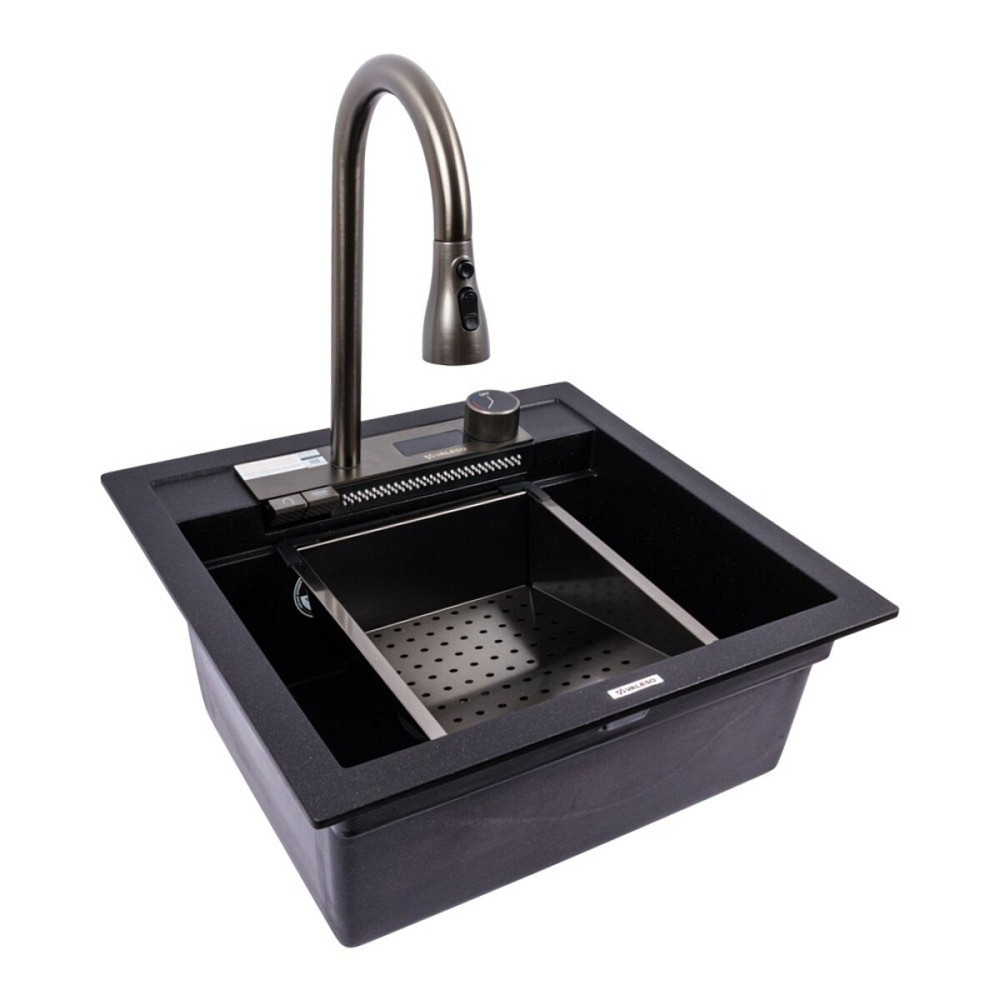 VALESO Гранітна мийка VALESO VIVA 5149 матова Чорний металік Коломыя - изображение 3