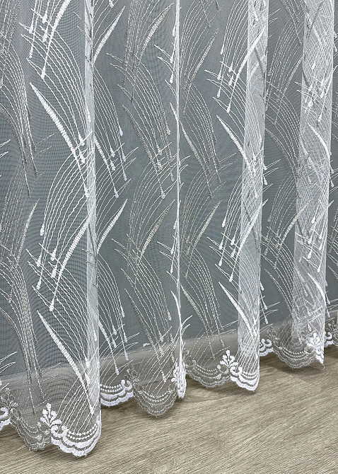 Тюль VR-Textil 1583т Фатин з вишивкою та люрексом Білий з сріблястим 200х240 см (42-0893) Київ - фото 7