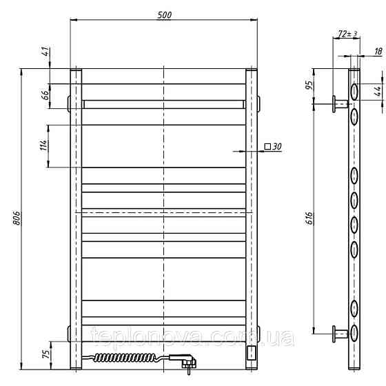 Сушарка для рушників Ellipse 500х800 Sensor ліва з таймером, білий оксамит Чернівці