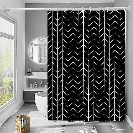 Шторка для ванной комнаты Bathlux 180 x 180 см с водоотталкивающим покрытием, Черная Каменец-Подольский