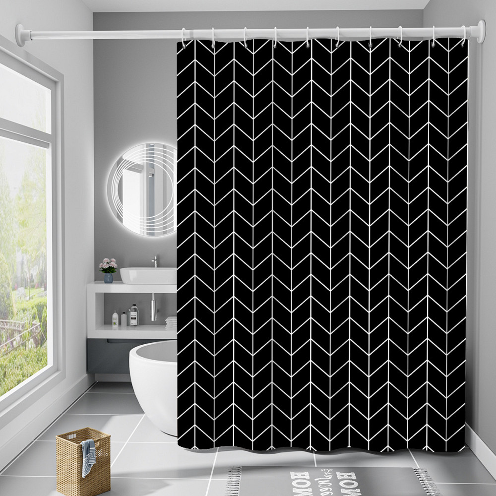 Шторка для ванной комнаты Bathlux 180 x 180 см с водоотталкивающим покрытием, Черная Каменец-Подольский - изображение 1