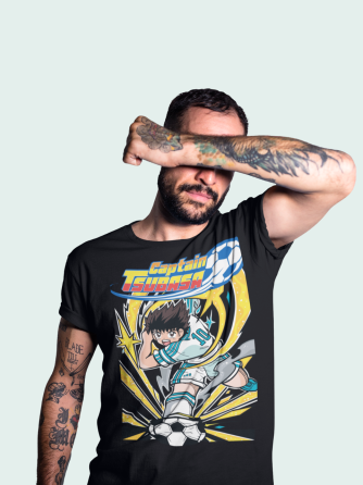 Футболка для мальчика аниме Каптаин Тсубаса Соккер Манга оверсайз (рост от 165 до 180 ) Черний AnimeJ0711m Днепр