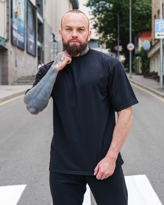 Комплект чоловічий футболка штани штани Марсель оверсайз Чорний XL Харків - фото 6