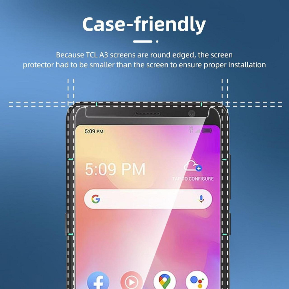 Защитное стекло NEW'C p3-TCL-A3 прозрачное 3шт закаленное 0,33 мм 9H без пузырей антибликовое Киев - изображение 7