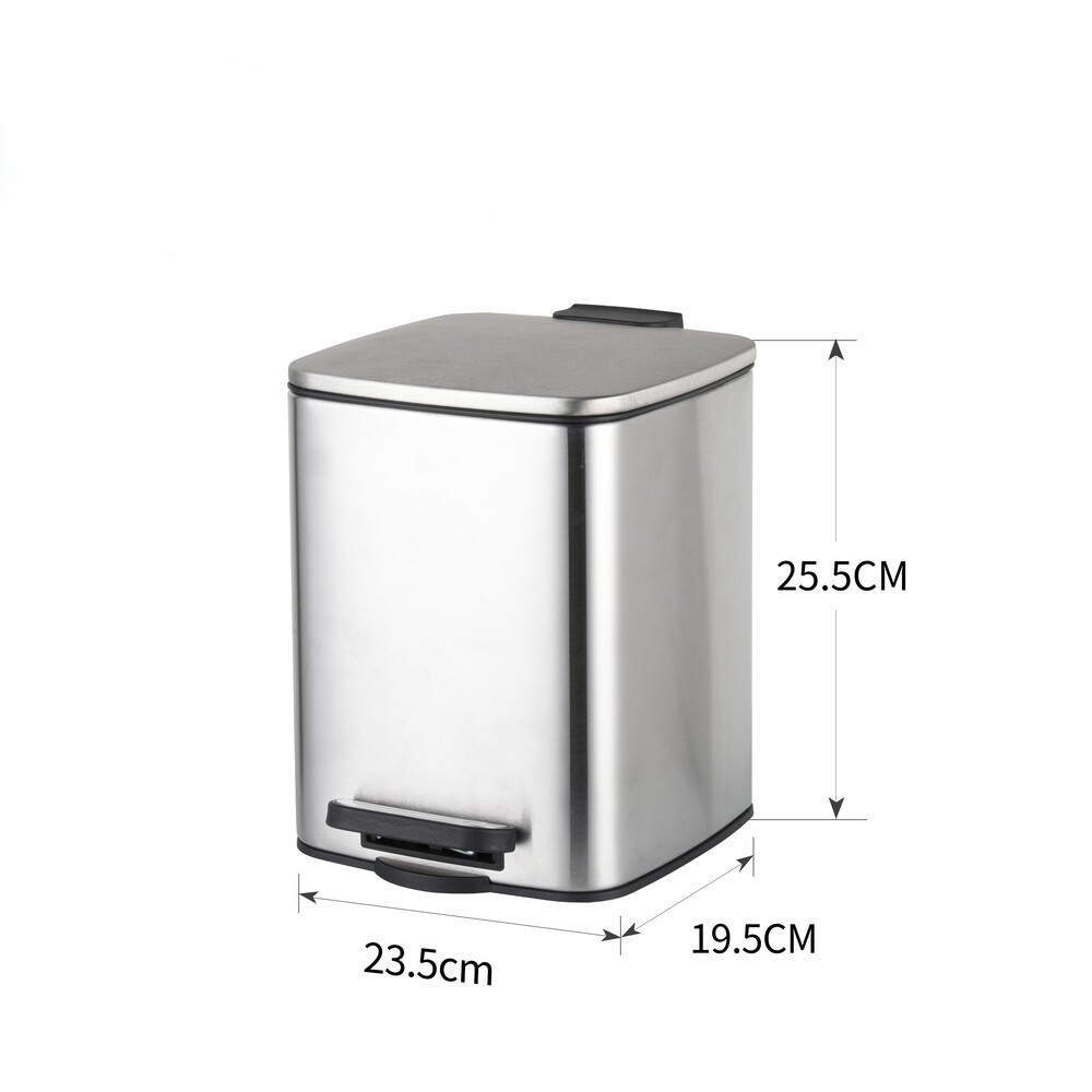 Відро для сміття з плавним закриванням квадратне Zerix Kubix-TC0106 SS Color 6 л колір нержавійка антипалець Чернівці - фото 3