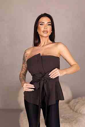 Женский стильный привлекательный корсет из плотной ткани креп костюмка Шоколад, 42 Одесса