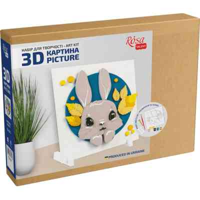 Набор для творчества Rosa Talent Картина 3D Зайчик ДВП грунтованный 18х18 см (4823098535706) Винница
