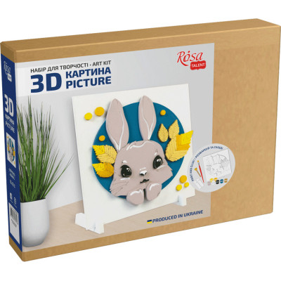 Набір для творчості Rosa Talent Картина 3D Зайченя ДВП ґрунтоване 18х18 см (4823098535706) Вінниця - фото 2