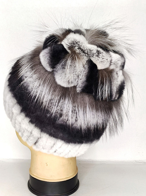 Шапка хутряна жіноча квітка Rex Мішель Шиншиловий Харків - фото 4