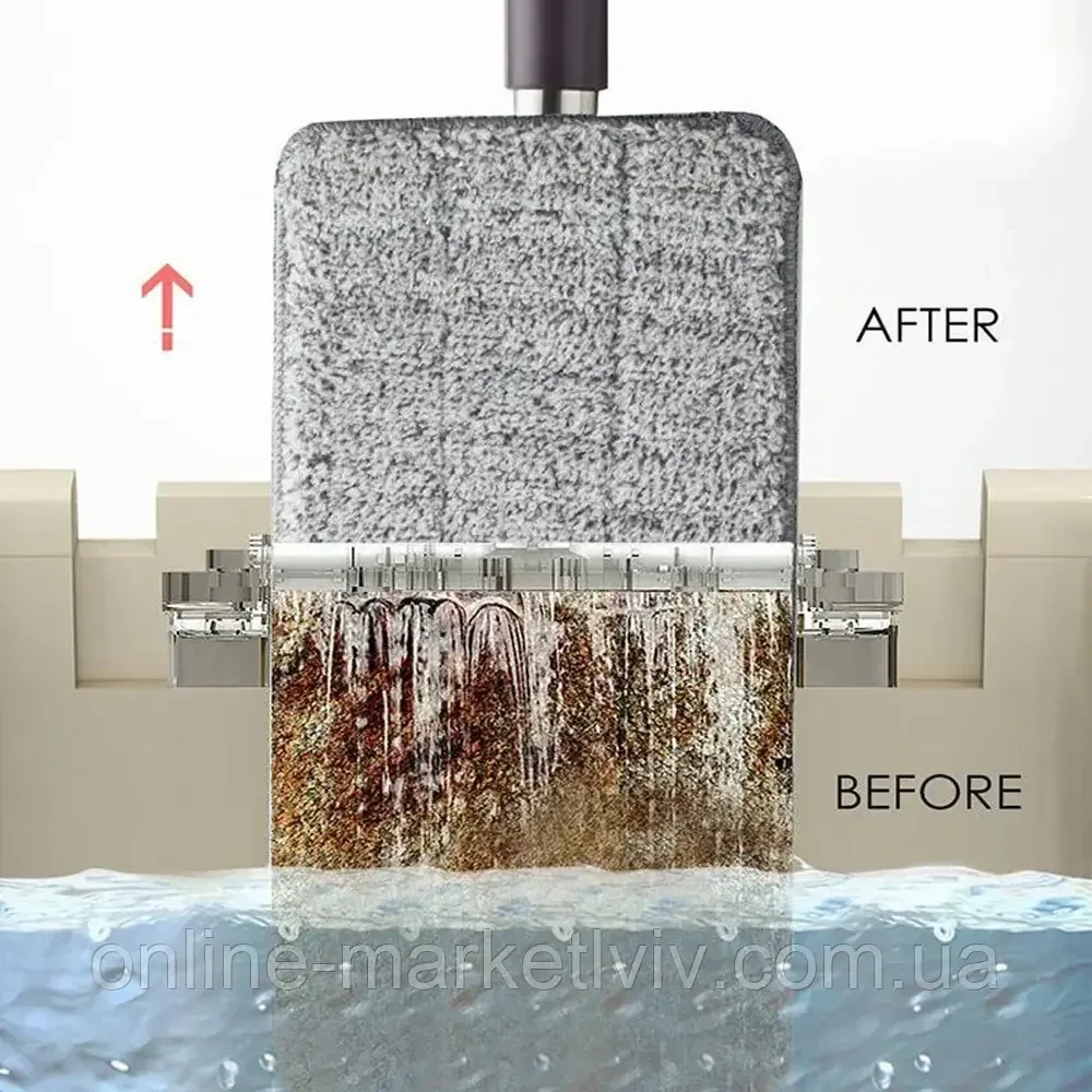 Швабра лентяйка с отжимом 3,5л + 2 наасадки, Scratch Cleaning Mop / Комплект швабра с ведром / Самоотжимающая швабра Киев - изображение 7