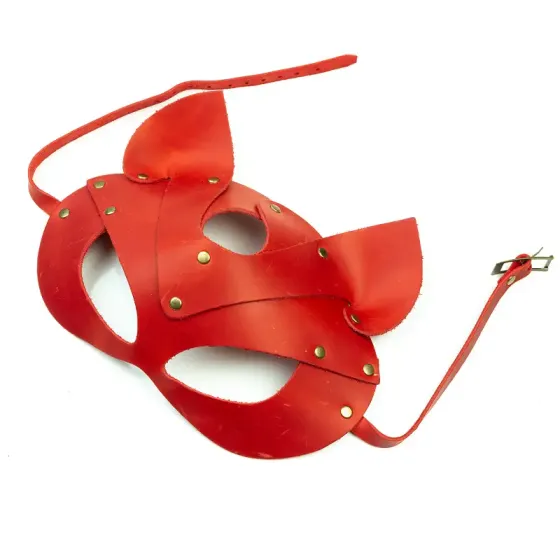 Преміум маска кішечки LOVECRAFT, натуральна шкіра, червона, подарункова упаковка Львів