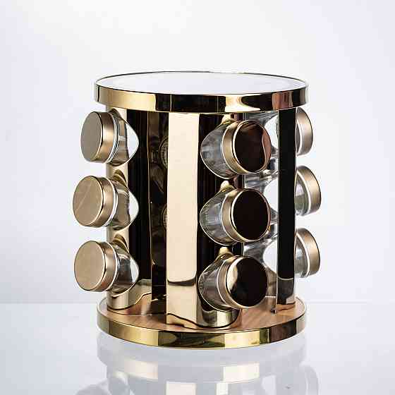 Yiwu Набір баночок для спецій 12 шт. по 100 мл на підставці з дзеркалом та LED-підсвіткою HP-13 Коломыя