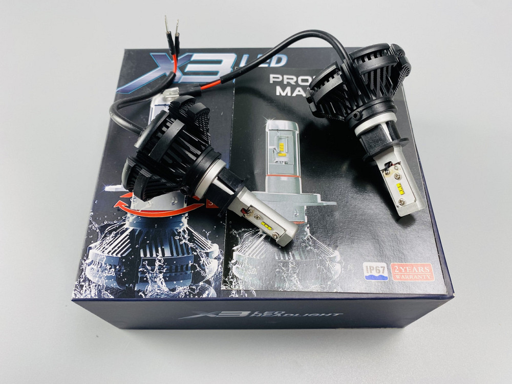 X3 Лампа світлодіодна цоколь H1 (к-кт 2 шт) 12/24V, 50W, 4000Lm + вентилятор (авиац. алюмін. профілю.) Мукачево - фото 9