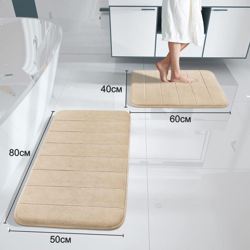 Набор 2 коврика для ванной Aquarius с эффектом памяти 50х80 см, 40х60 см  Бежевый в полоску Буча - изображение 9