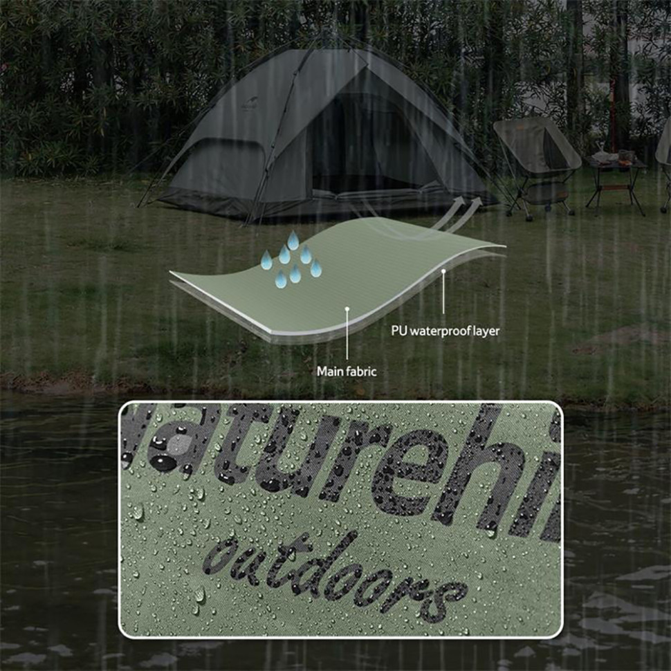 Намет тримісний автоматичний Naturehike NH21ZP008, темно-зелений Киев - изображение 4