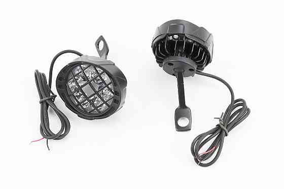 Фара додаткова світлодіодна вологозахисна з решіткою (67*57mm) - 6 LED з кріпленням під дзеркало, к-кт 2шт, ЧОРНИЙ Бершадь