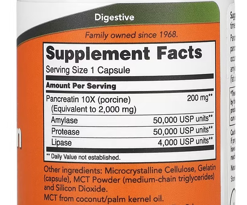 Панкреатин (Pancreatin), Now Foods, 2000 мг 100 капсул Київ - фото 3