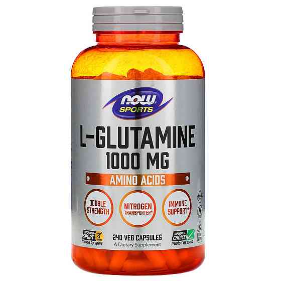 L-глютамін, L-Glutamine, Now Foods, Sports, подвійна сила, 1000 мг 240 капсул Київ