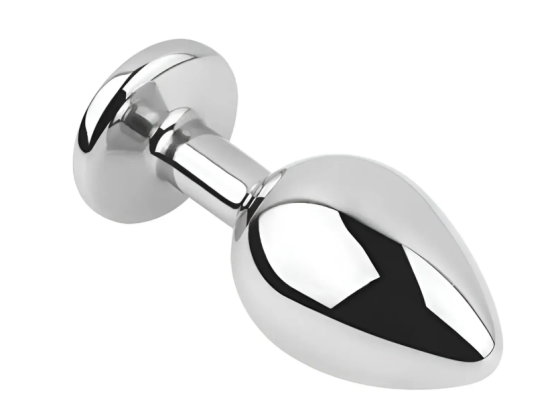 Анальна пробка із кристалом EGZO - Silver Round Plug Rainbow size S Sex Aura Київ