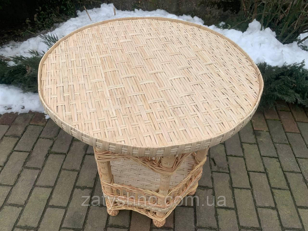 Журнальный стол  плетеный круглый с полкой Киев - изображение 3